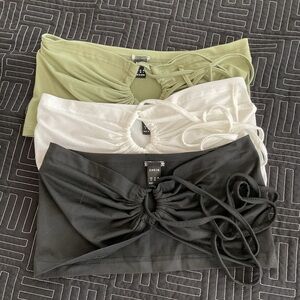 Olive Green, White, & Black Tube Tops.